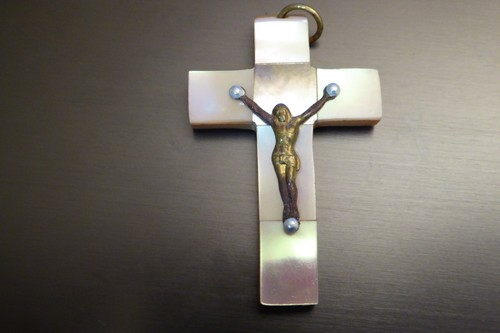 Anhänger kreuz perlmutt antik - kreuz,